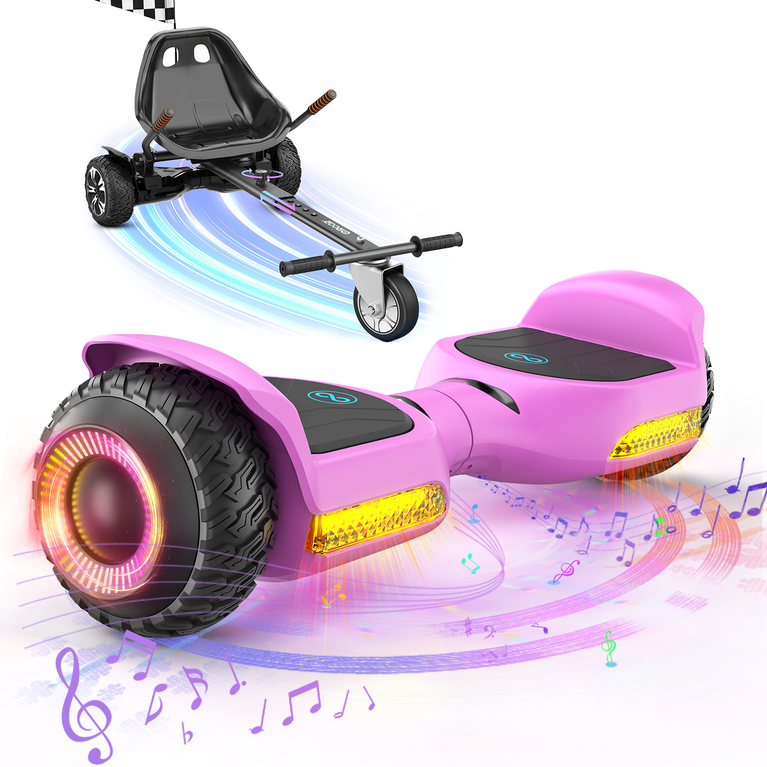 Gyroor G13+K1 6.5” Self Balancing Scooter for Kids with Bluetooth Speaker-Pink