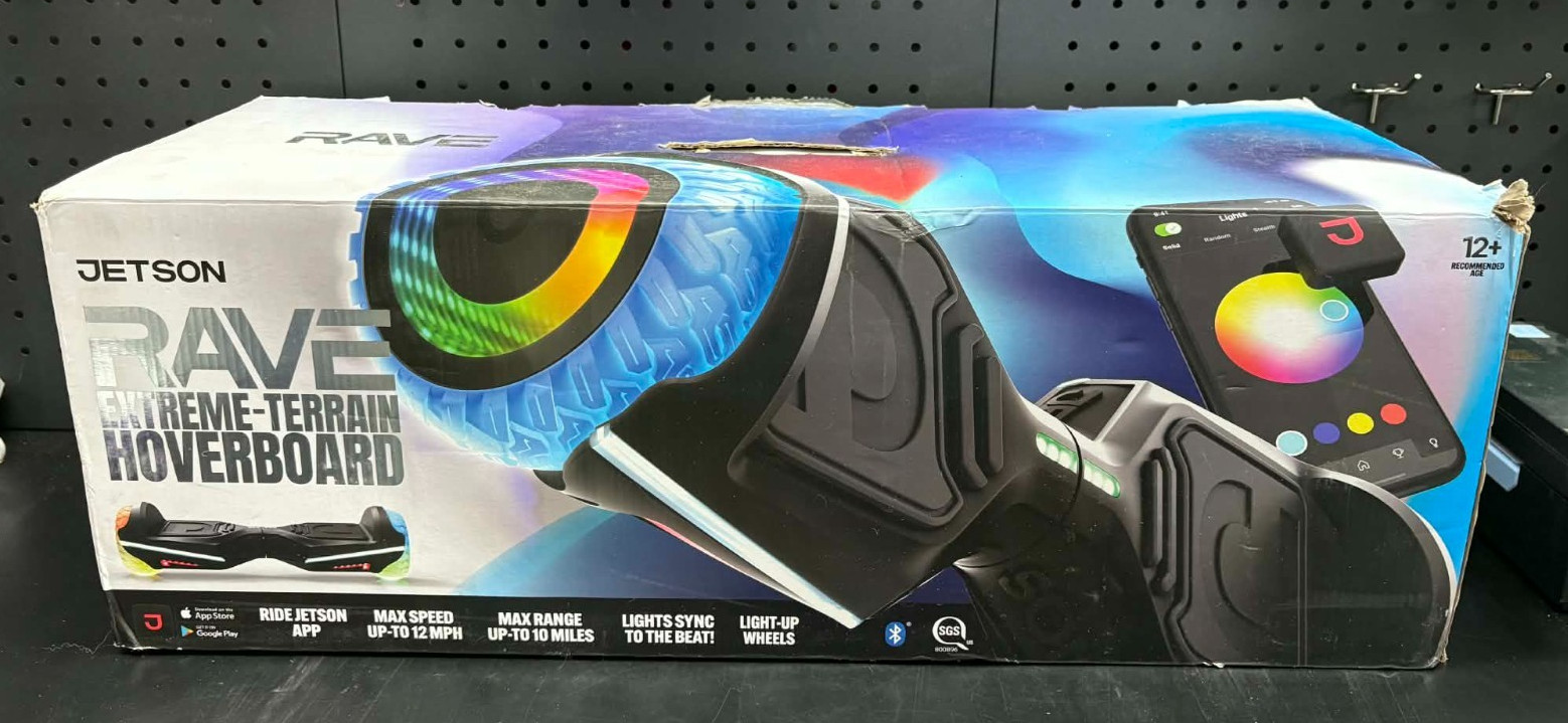 Jetson Rave Extreme-Terrain Hoverboard with Cosmic Light-up Wheels – Black