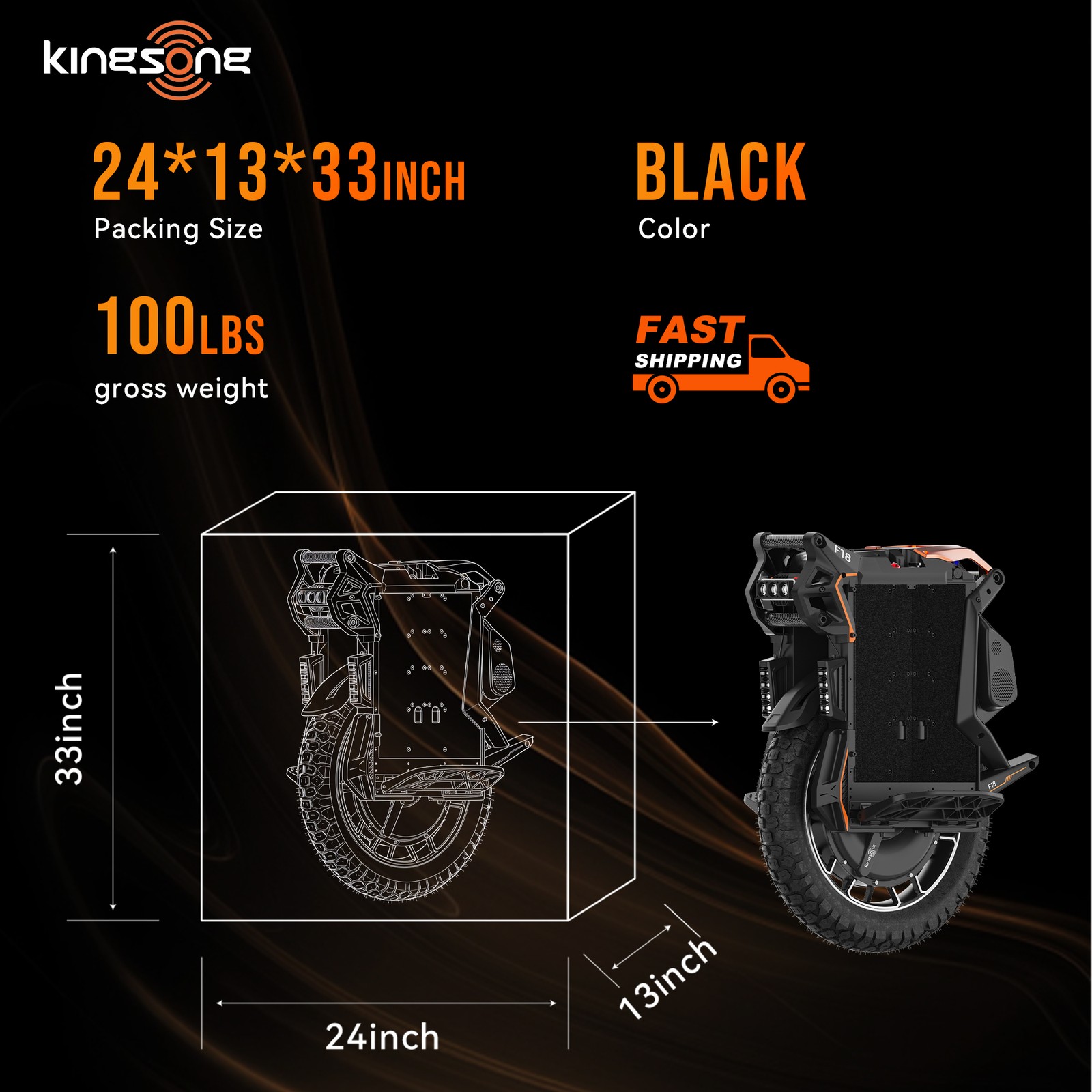 KINGSONG F18 Electric Unicycle for Adults Off-road One Wheel with 3h Fast Charge