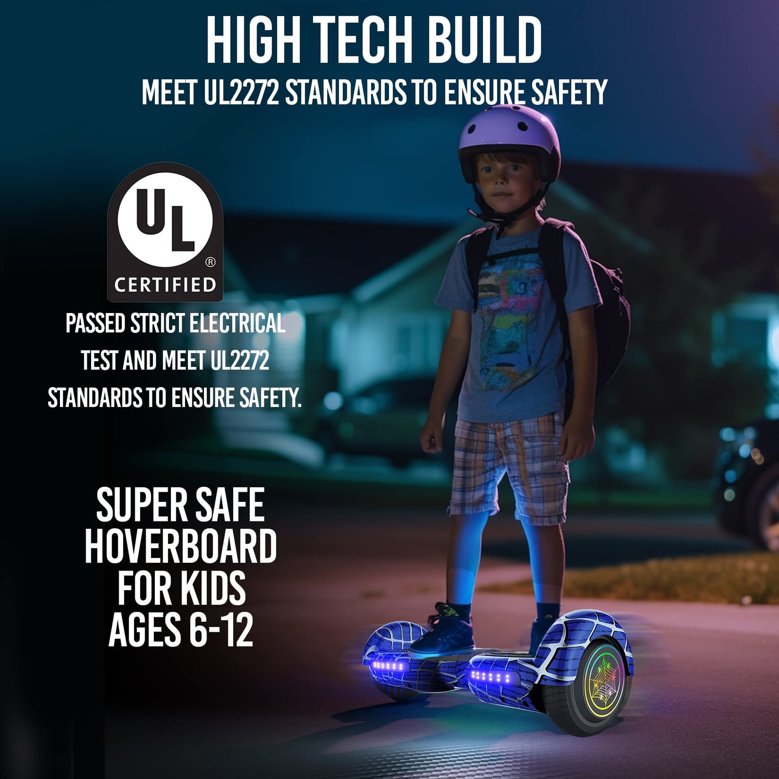 Emaxusa Spider-Pattern Hover Board For Kids Ages 6-12 Bluetooth Speaker And Led