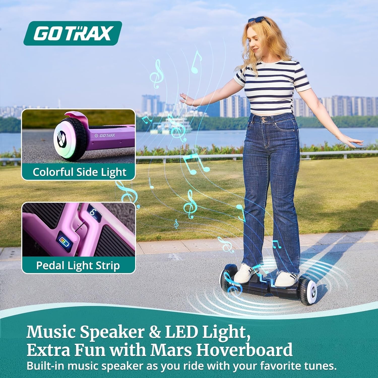 Self Balancing Scooter 6.5″ LED Wheels & Speaker, 5 Miles Range UL2272 Certified