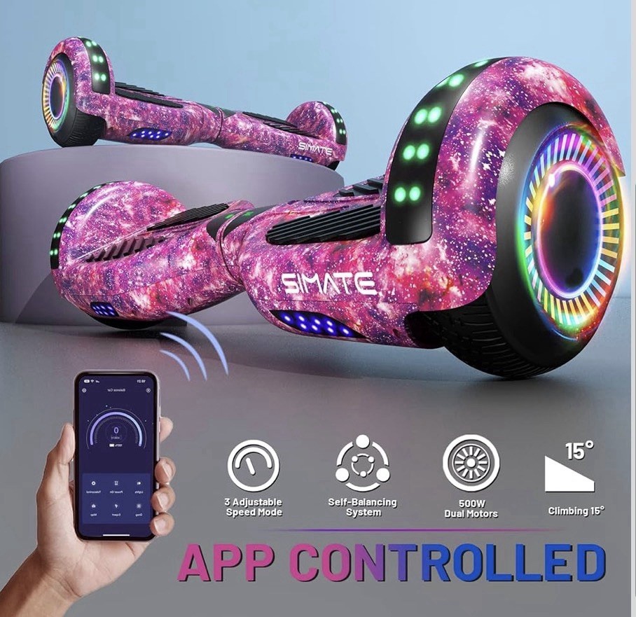 SIMATE Hoverboard Bluetooth All Terrain Hover Board With LED lights, App Control