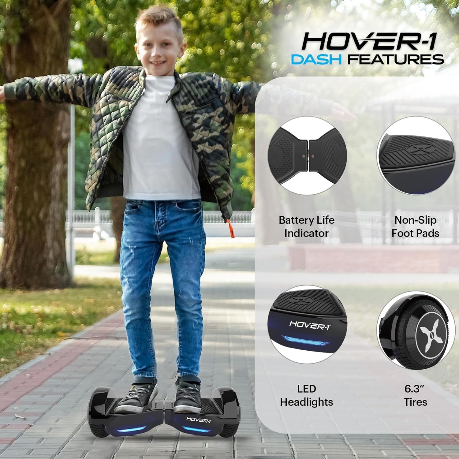 Hover-1 Dash Self Balancing Electric Hoverboard 5 mph Max Speed, Dual 75W Motors
