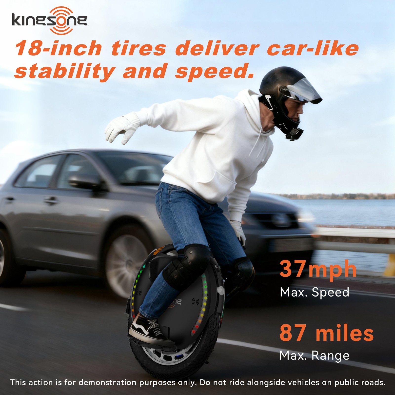 KINGSONG 18XL PRO Electric Unicycle for Adults 37 mph Speed 87 miles Range EUC