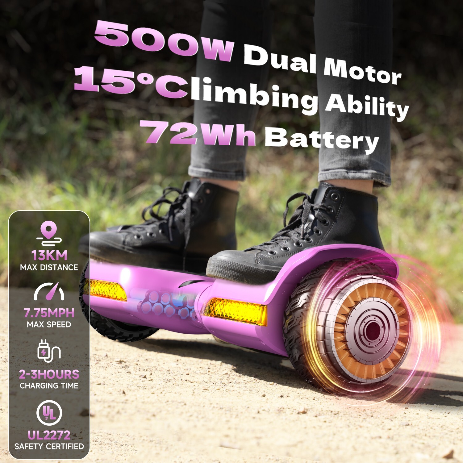 Gyroor G13 6.5” Self Balancing Hoverboard for Kids with Bluetooth-Pink