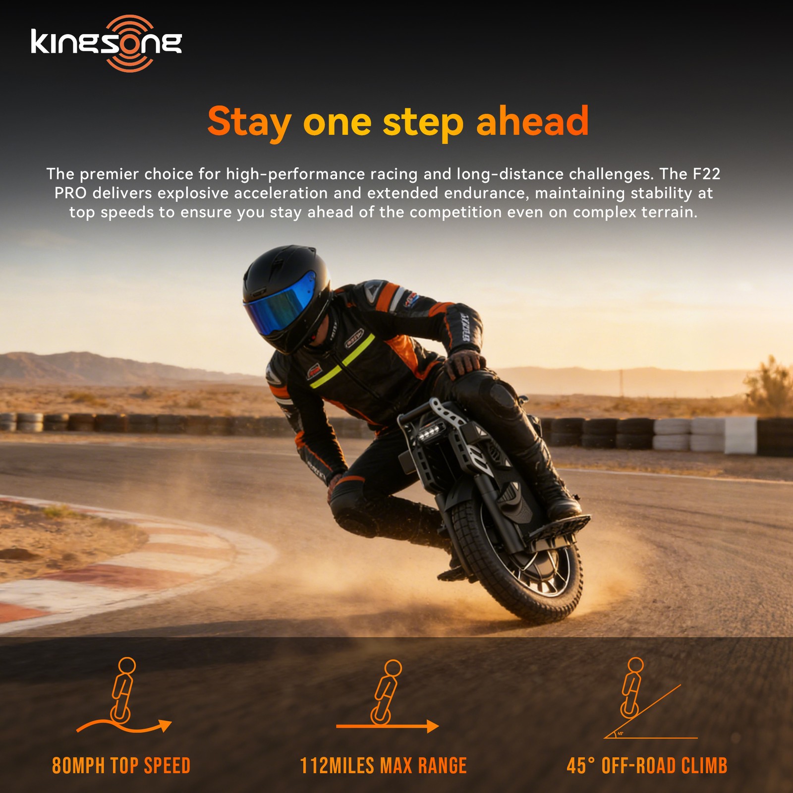 KINGSONG F22 PRO Electric Unicycle 5500W 80MPH 20′ Off-Road E Unicycle 112 Miles