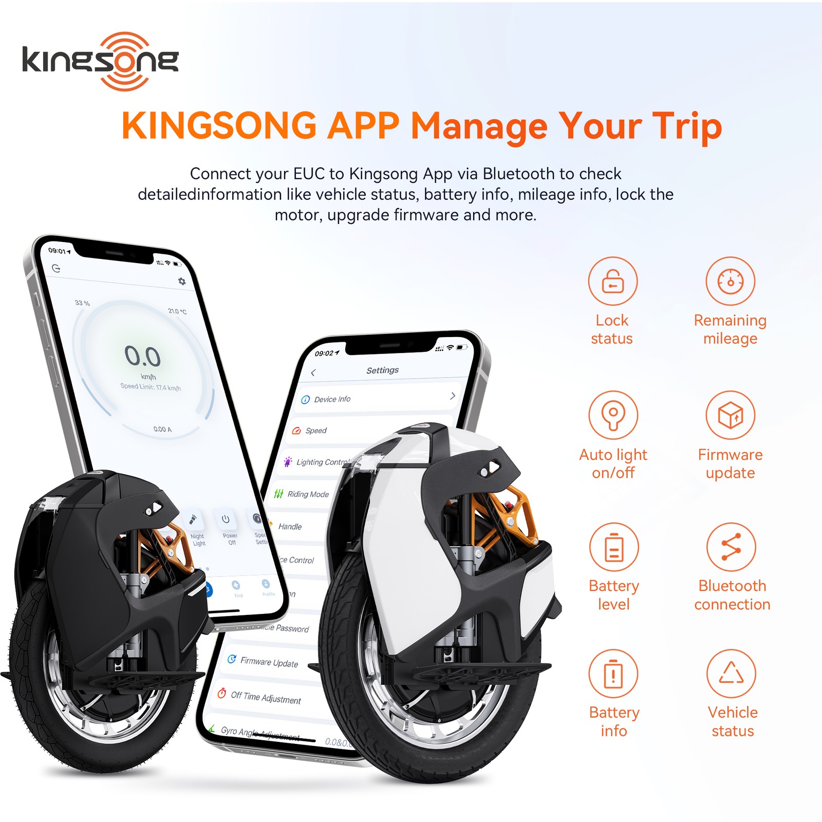 KINGSONG S18 PRO+ 18″ E-Unicycle for Adults 100mm Suspension EUC w/ App Control