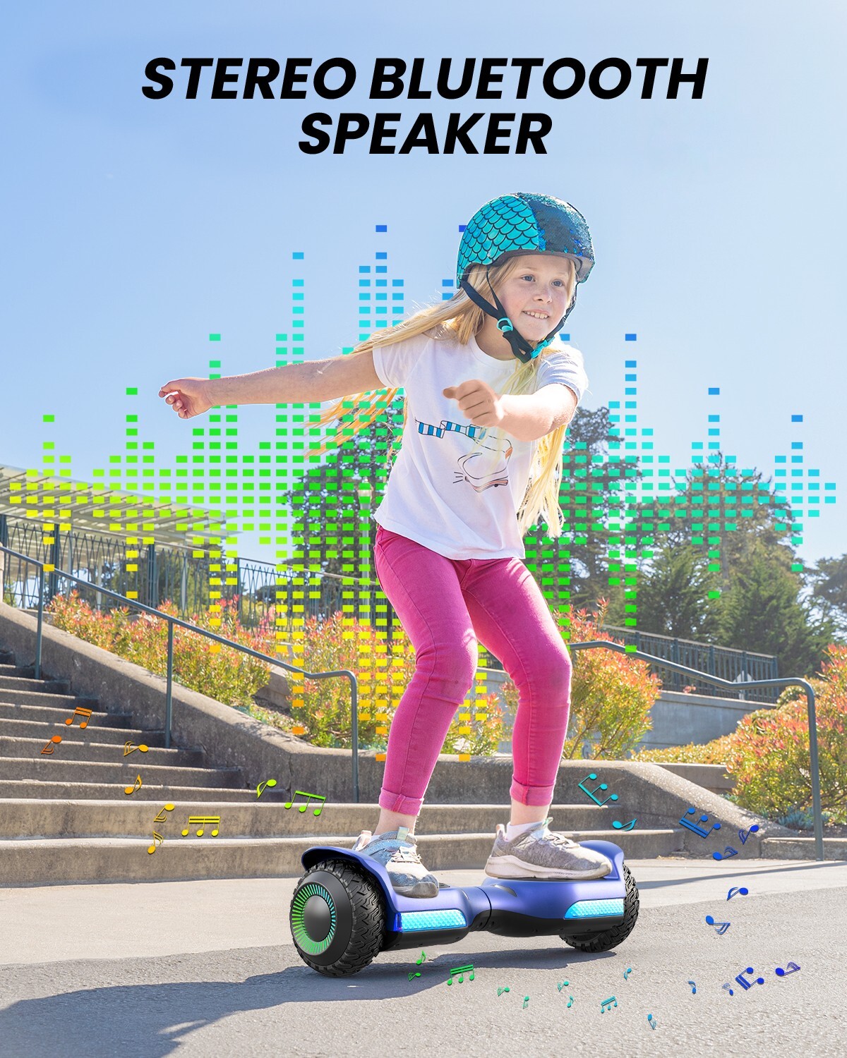 GYROOR G13 Kids Self Balancing Scooter UL2272 Certified LED Lights -Blue