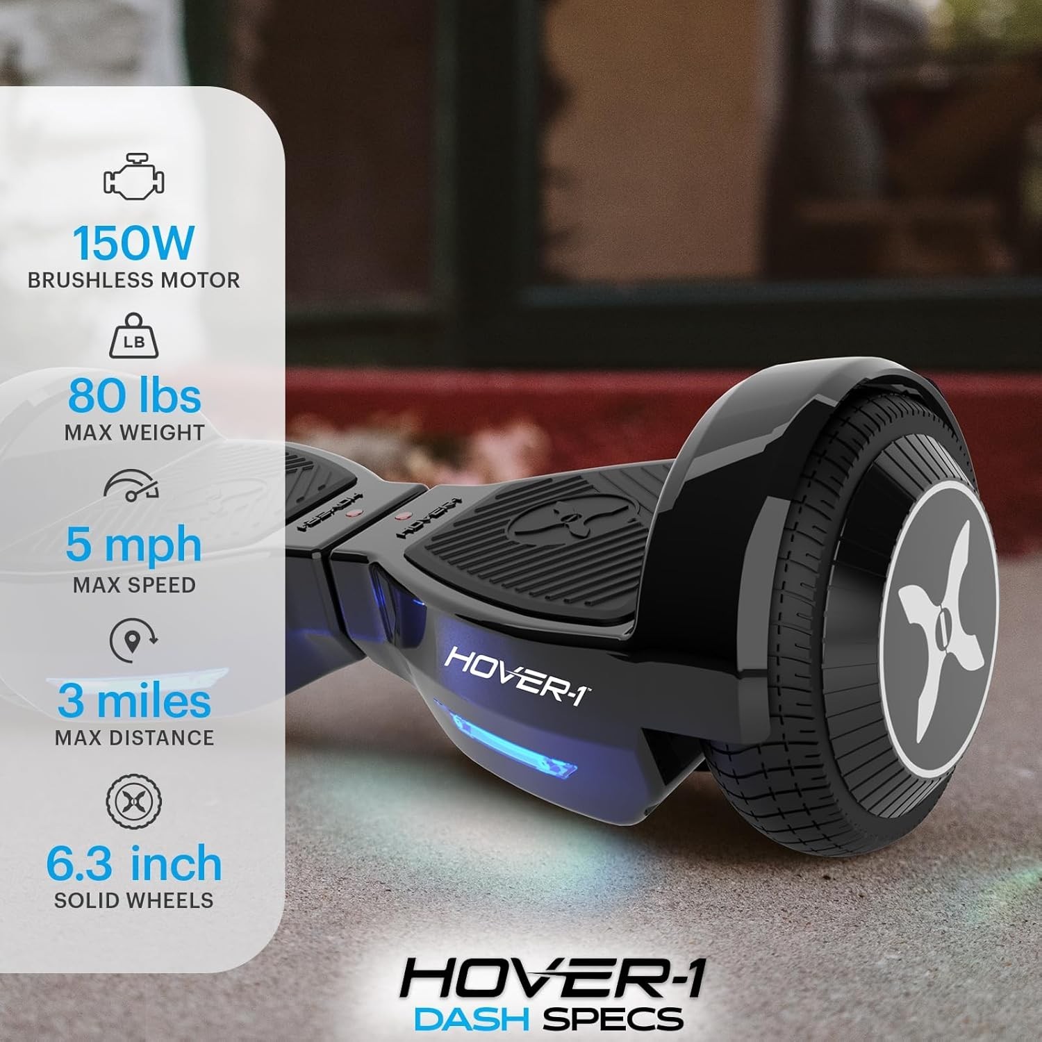 Hover-1 Dash Self Balancing Electric Hoverboard 5 mph Max Speed, Dual 75W Motors