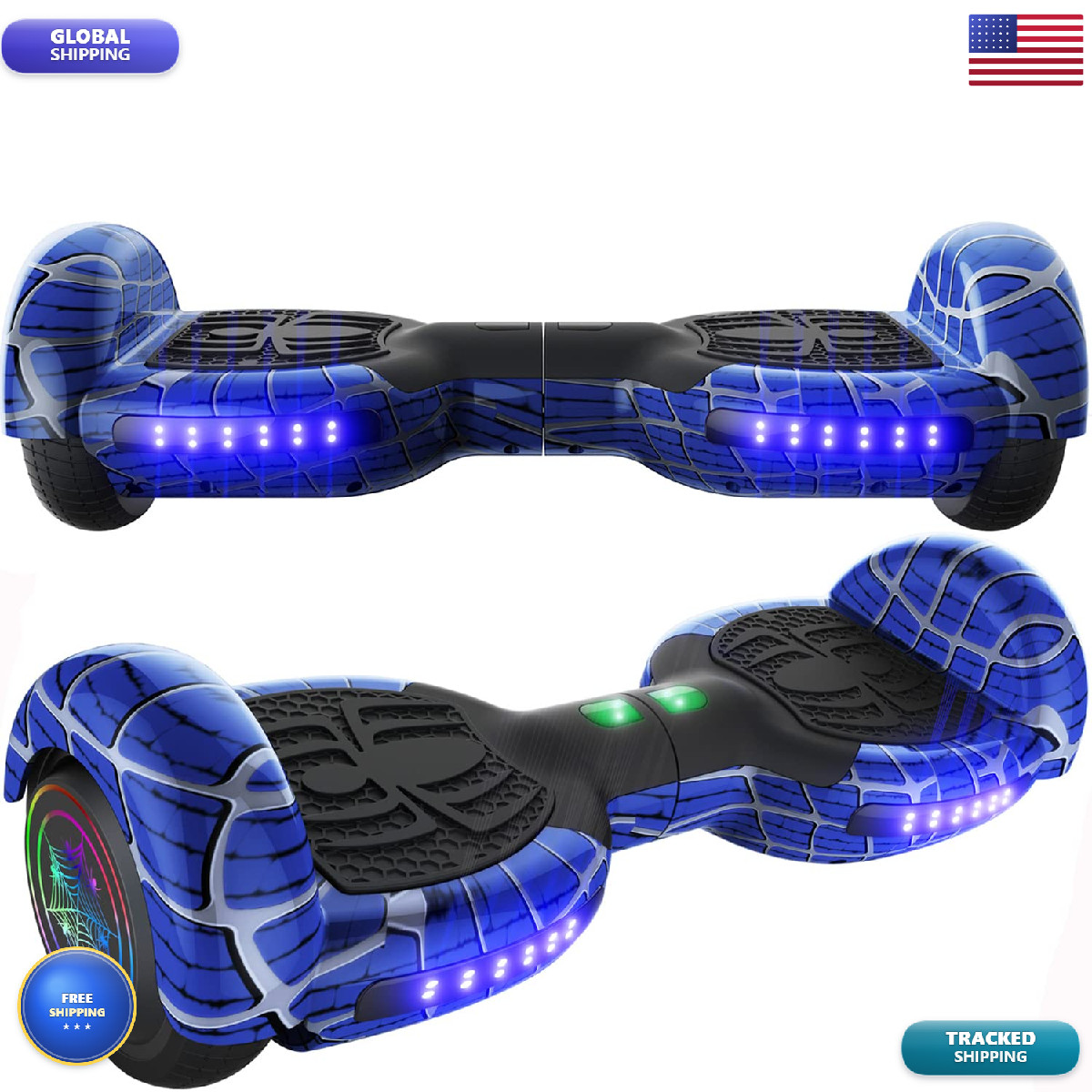 Emaxusa Spider-Pattern Hover Board For Kids Ages 6-12 Bluetooth Speaker And Led
