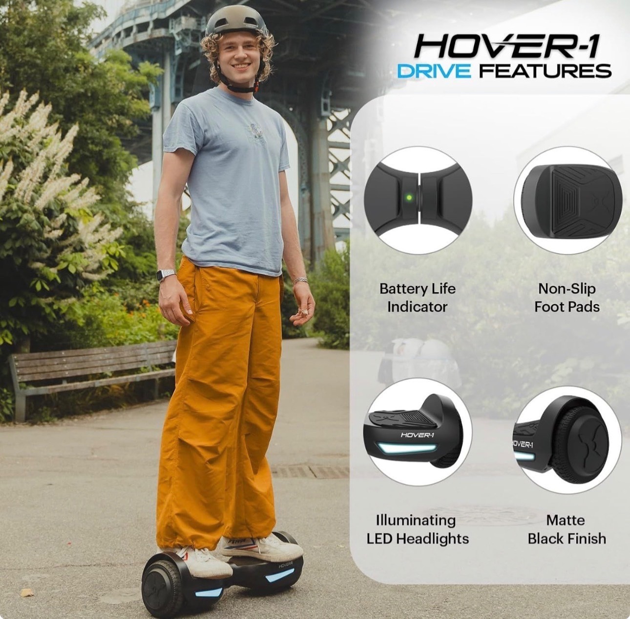 Hover-1 Drive Hoverboard Self Balancing Scooter 6.5” Wheels LED Lights Black