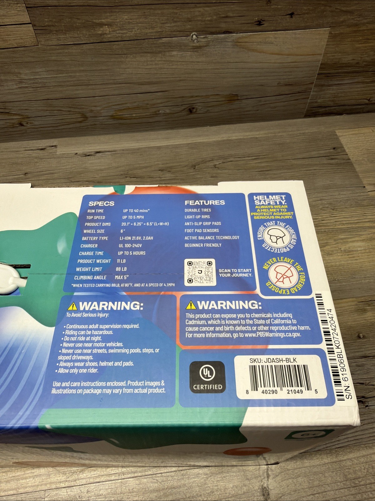 Jetson Dash Kids Hoverboard – NEW UNUSED OPEN BOX Certified to UL 2272 standards