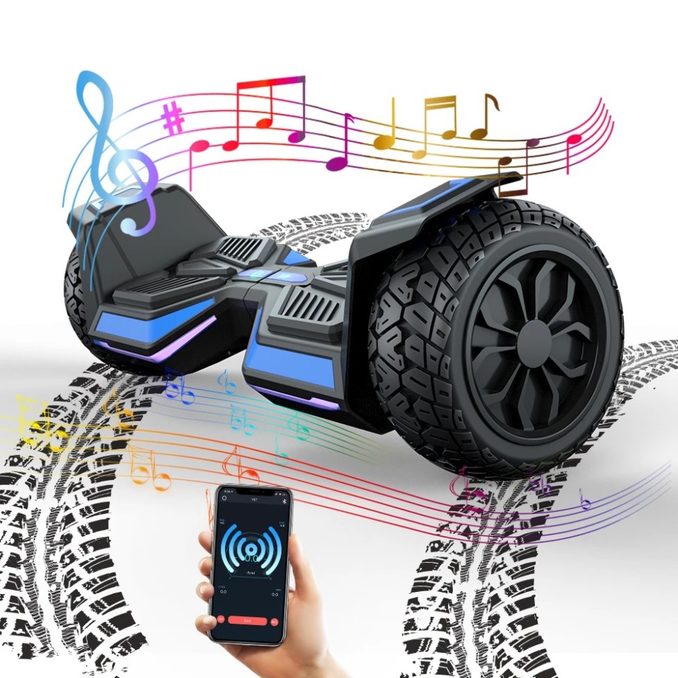 8.5 In All Terrain Self Balancing Scooter with Bluetooth Speakers & LED Lights