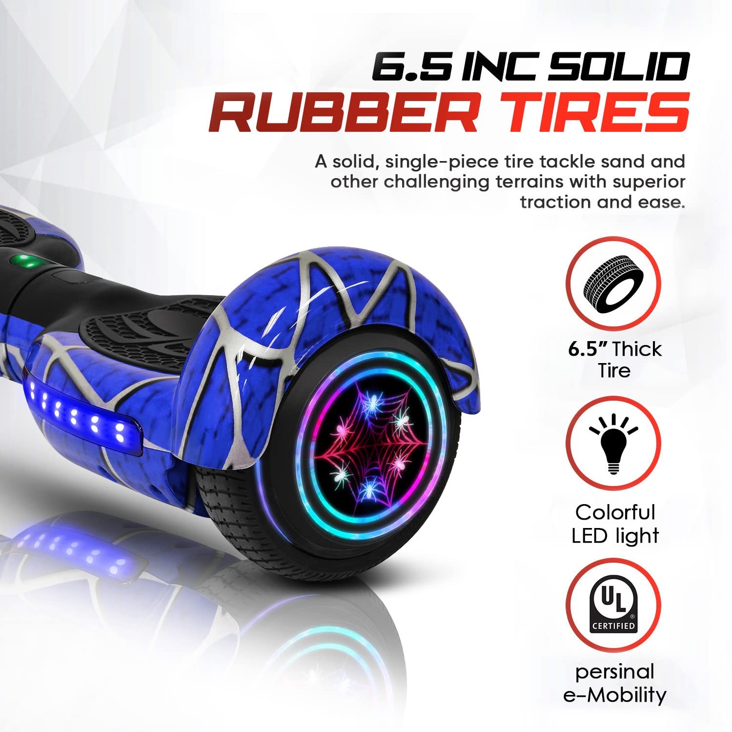 Emaxusa Spider-Pattern Hover Board For Kids Ages 6-12 Bluetooth Speaker And Led