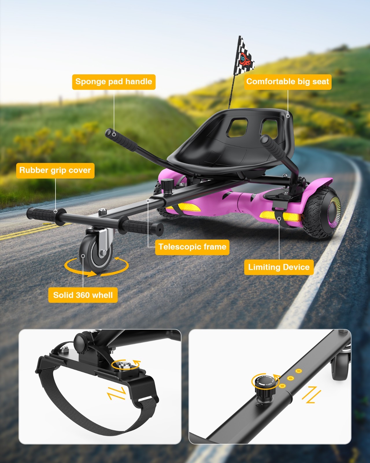 Gyroor G13+K1 6.5” Self Balancing Scooter for Kids with Bluetooth Speaker-Pink