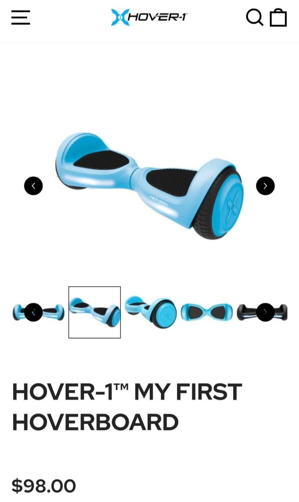 Hover-1 My First Hoverboard Blue 5 mph 3 mi Range 80 lb LED Headlights