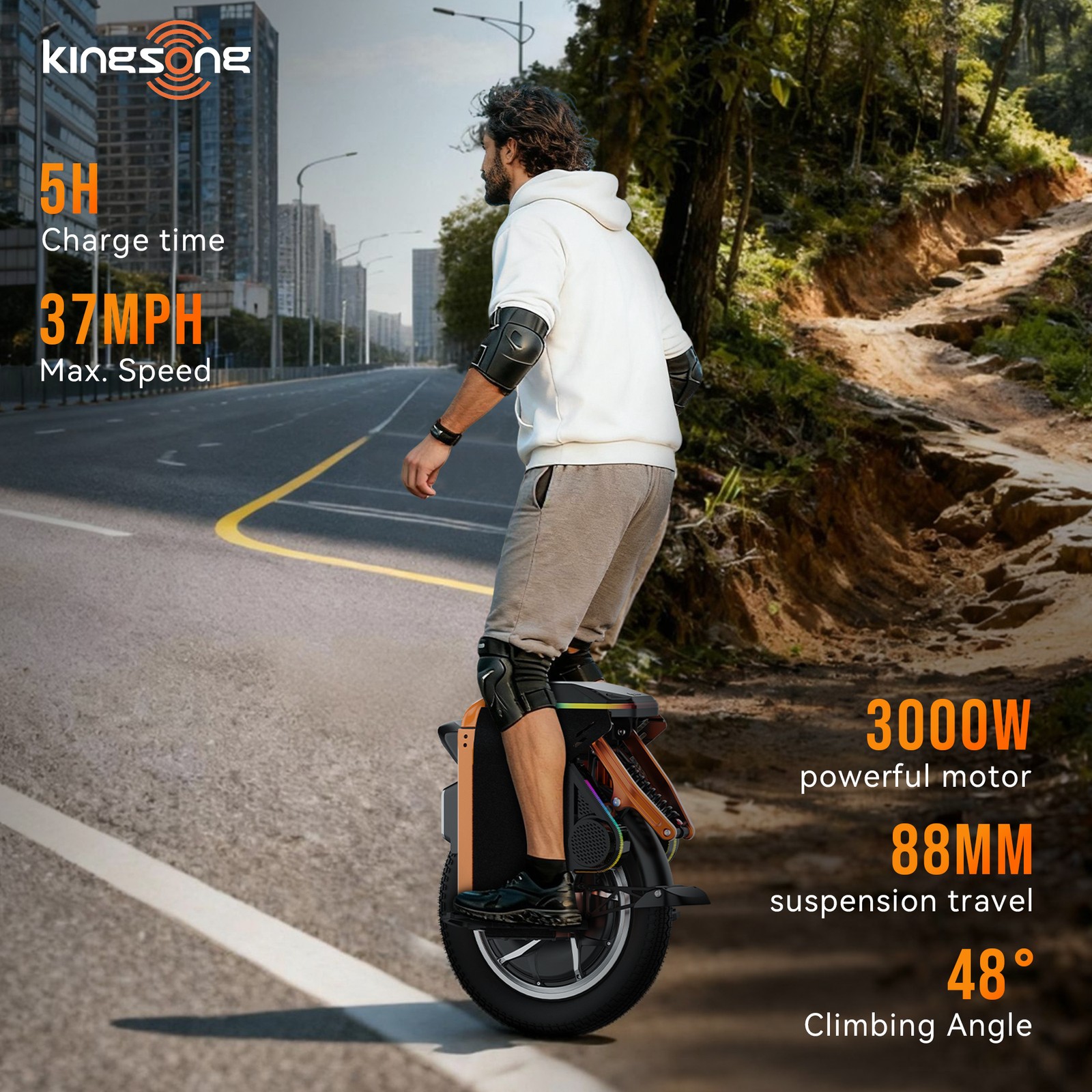 KINGSONG S16 PRO Electric Unicycle for Adults 3000W Powerful Motor Off-Road EUC