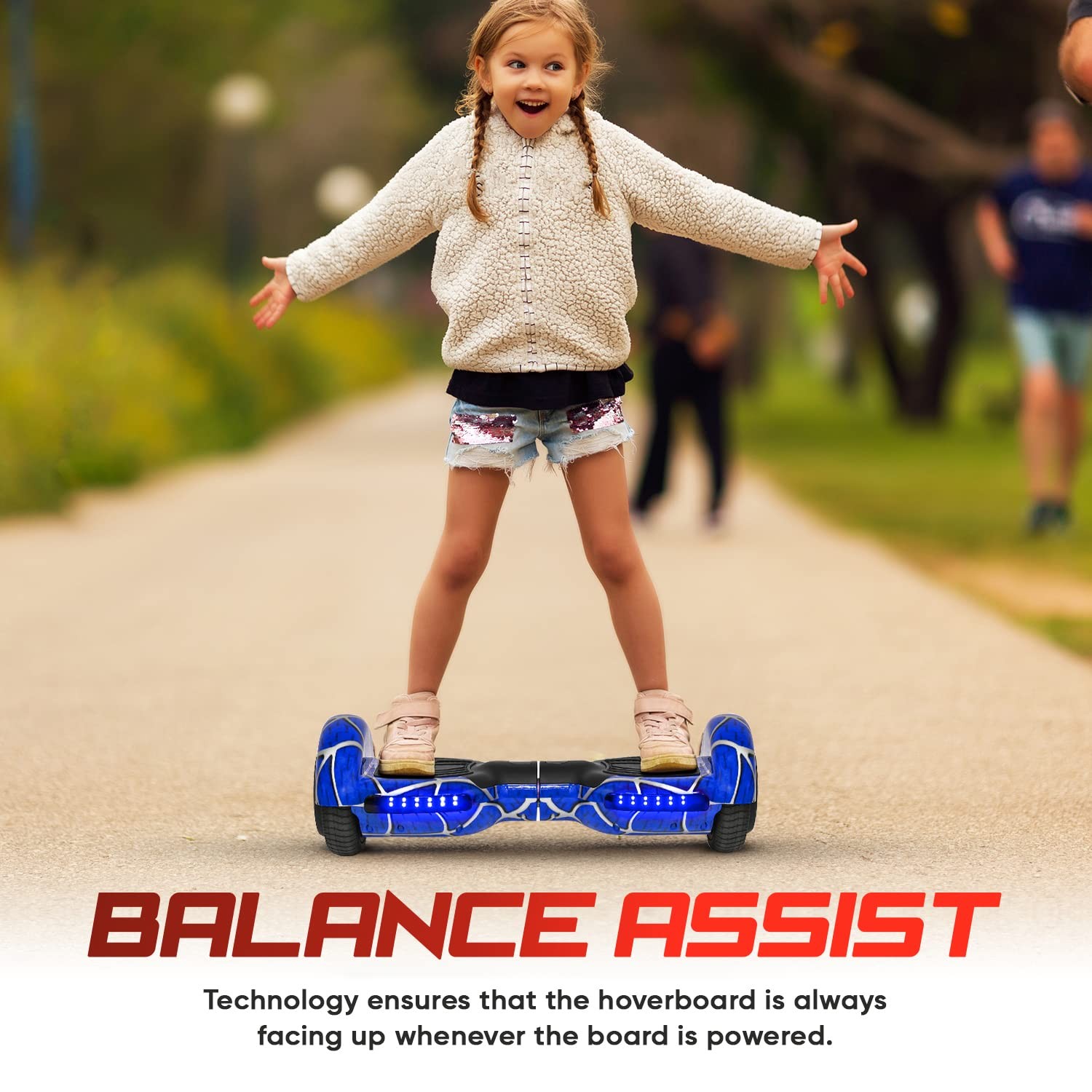 Emaxusa Spider-Pattern Hover Board For Kids Ages 6-12 Bluetooth Speaker And Led