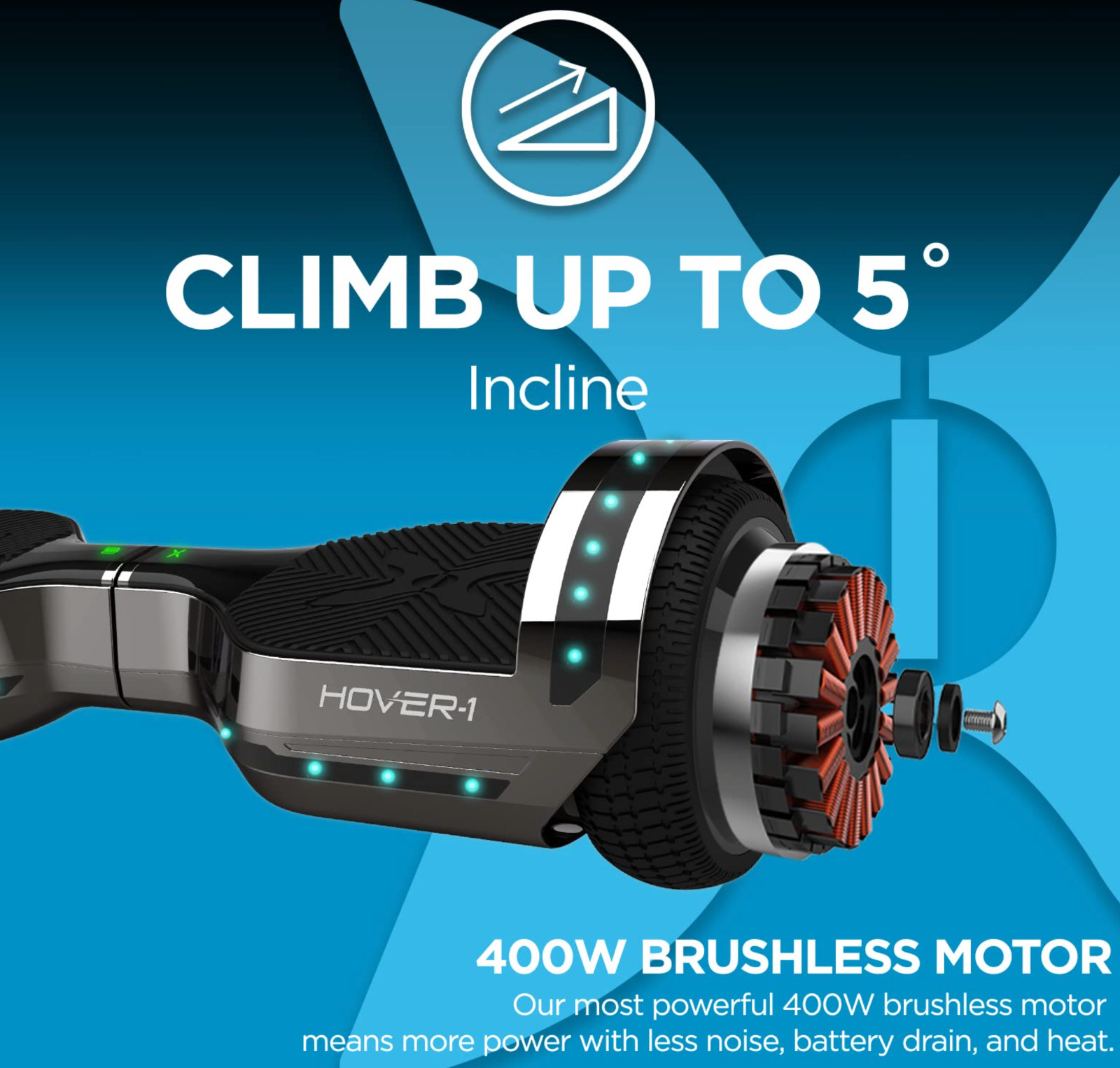 Hover-1 Chrome Electric Self Balancing Scooter with 7MPH Top Speed-NEW SEALED