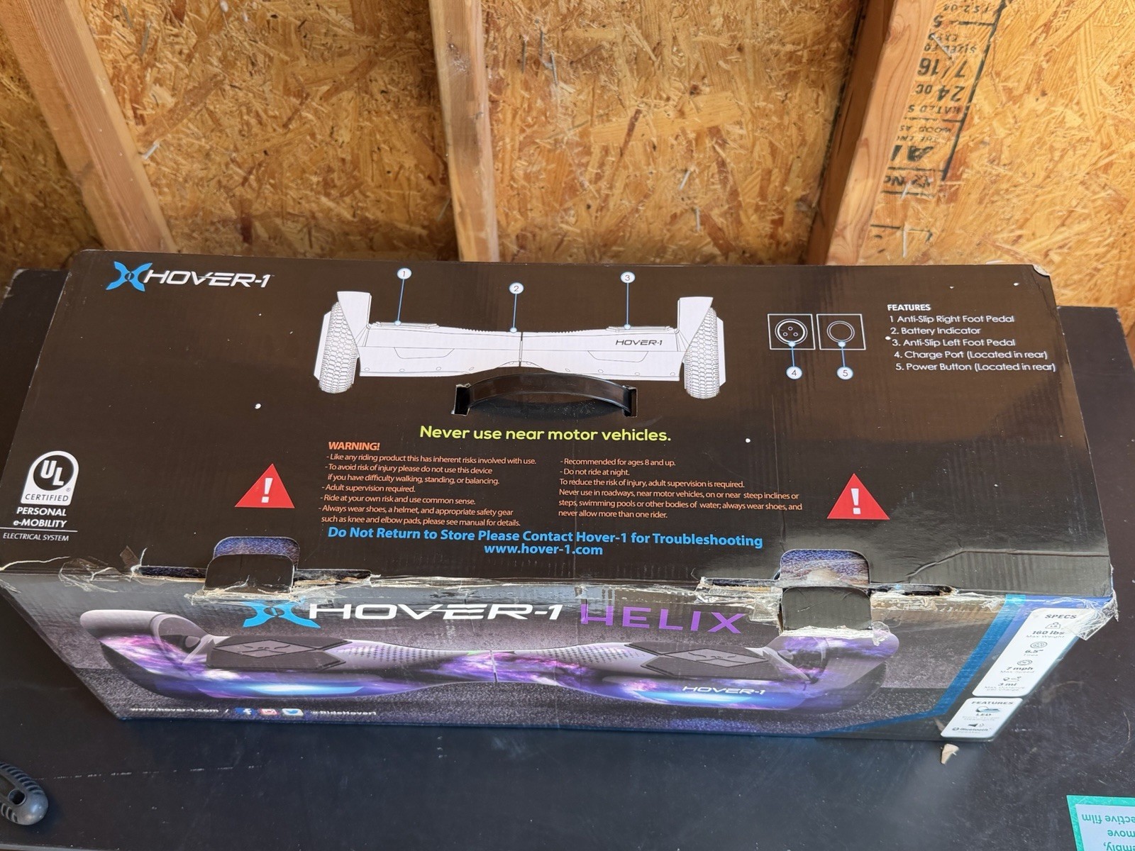 Hover-1 Helix Self Balancing Scooter Bluetooth LED Lights 7mph Purple/Blue