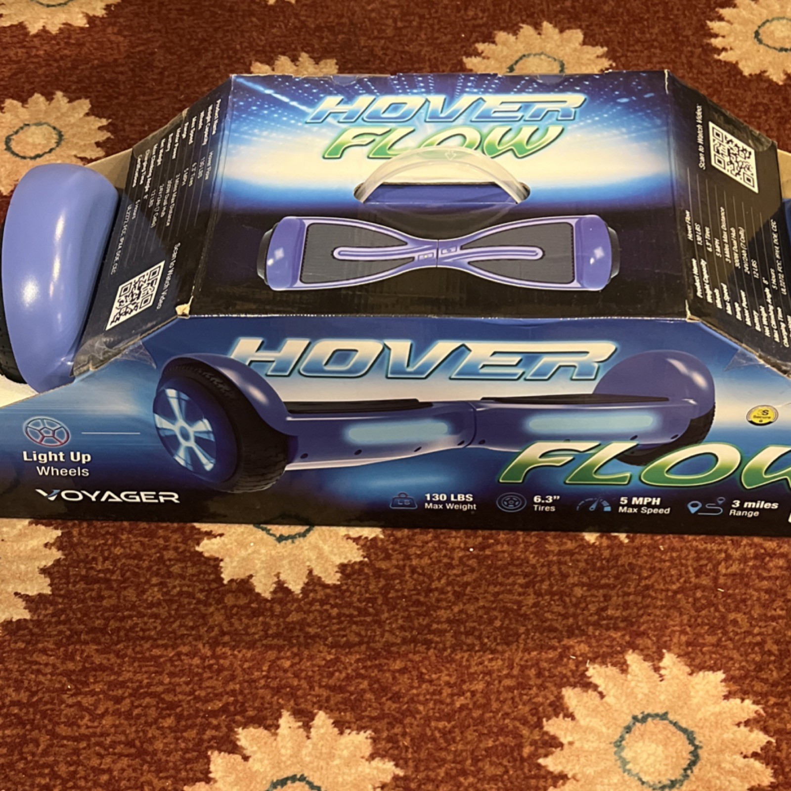 Voyager Hover Flow Self Balancing Scooter Blue, Light Up Wheels, 6.3″ Tires