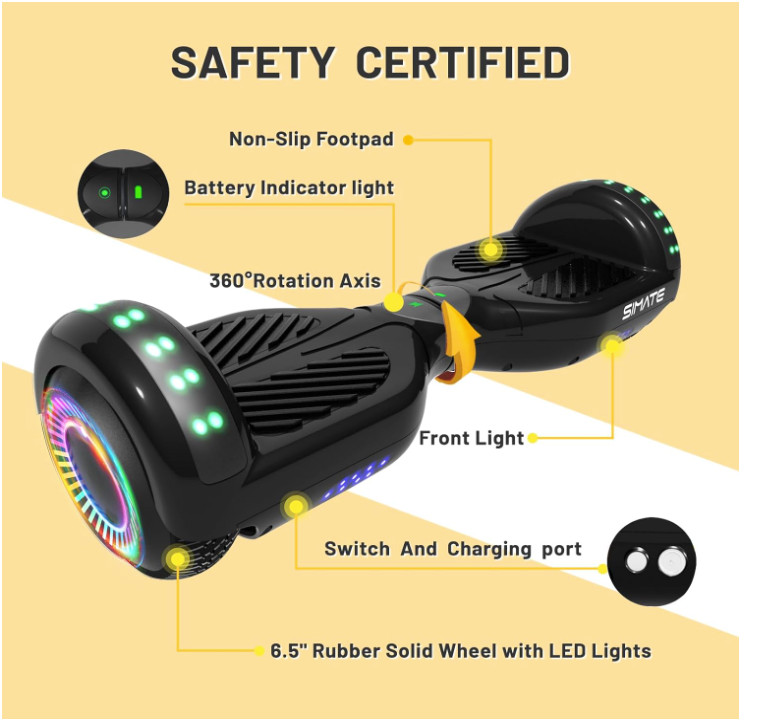 SIMATE Hoverboard, Bluetooth All Terrain Hover Boards Control UL 2272