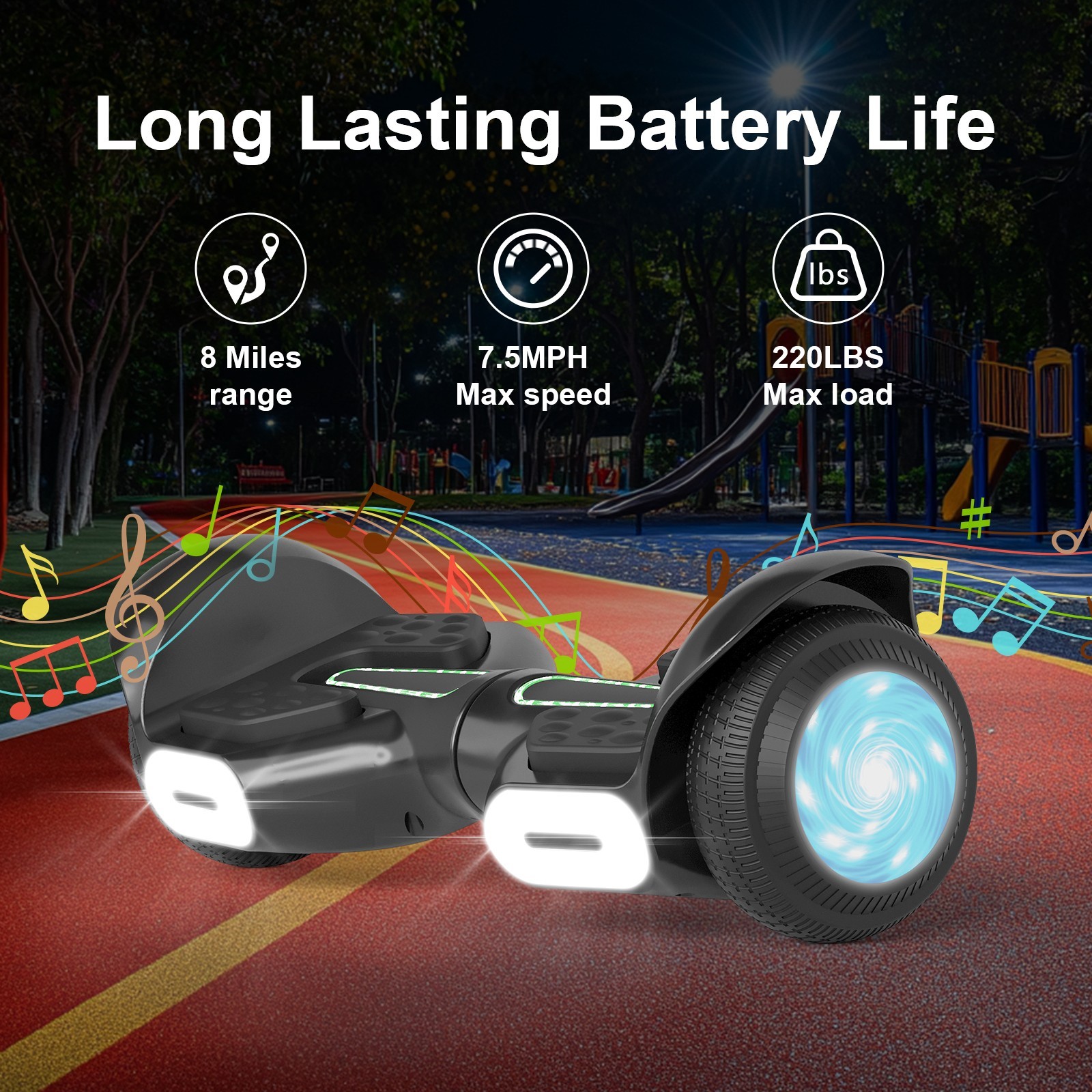 Commugo K3 Adults Off Road 6.5″ Hoverboard Bluetooth 220 lb Weight Limit UL2272