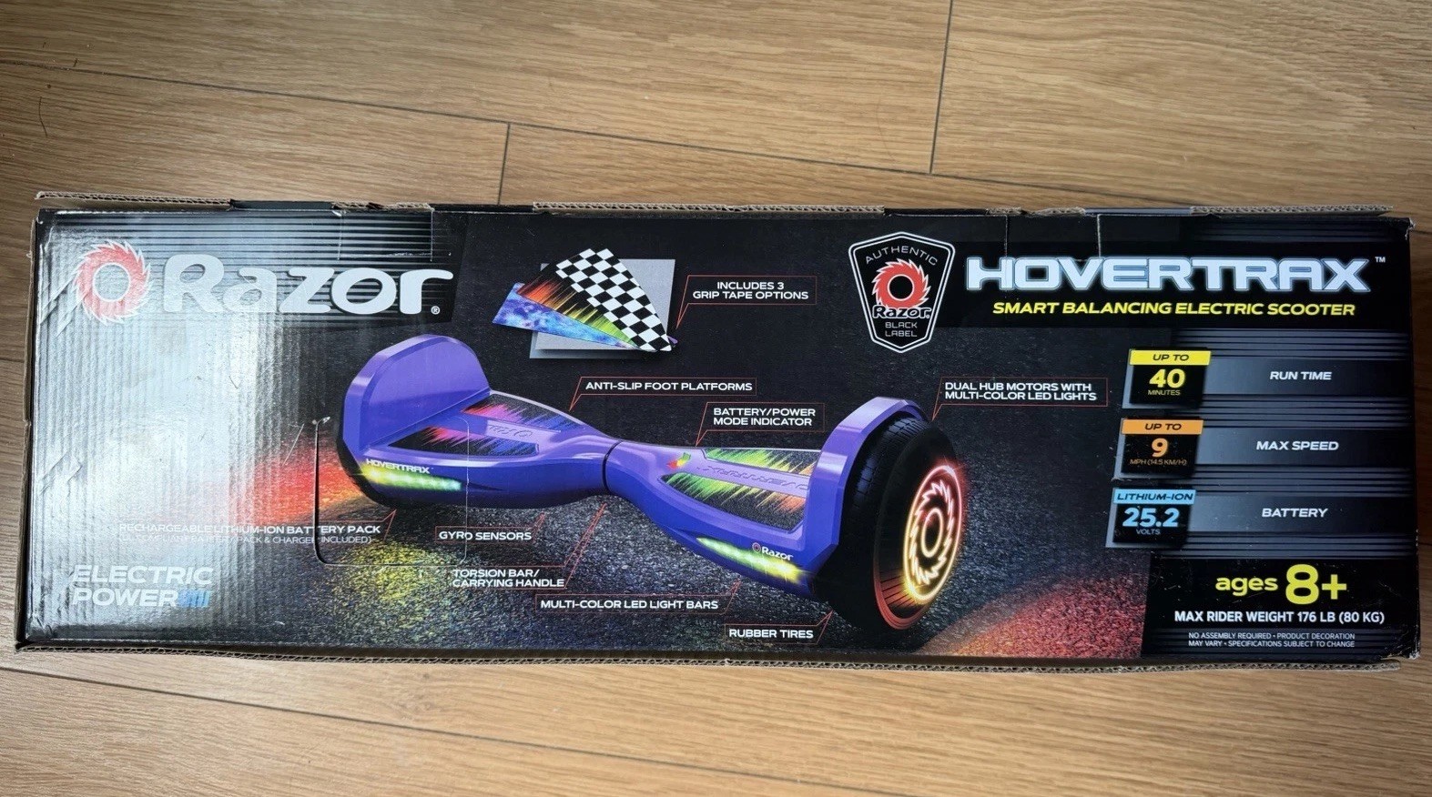 Razor Hovertrax Self-Balancing Scooter Purple 9 mph Multi-Color LED Lights
