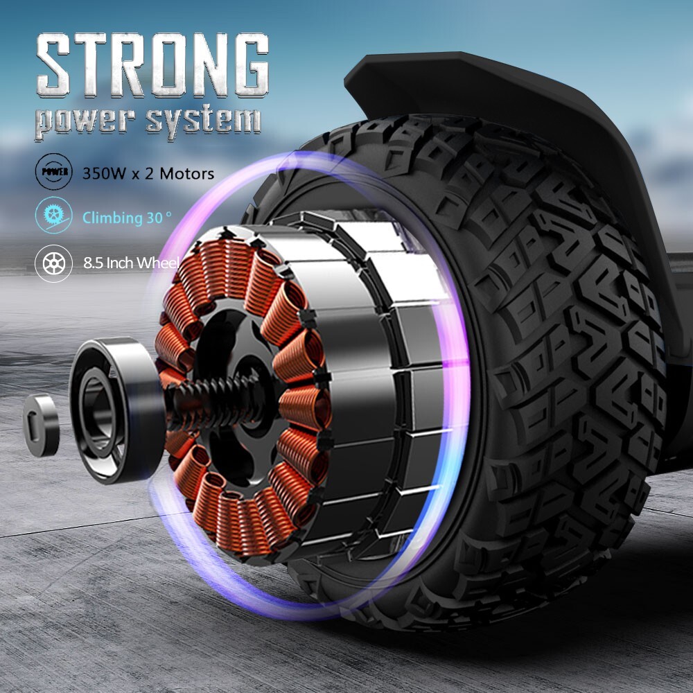 Gyroor Warrior All Terrain Self-Balancing Scooter Bluetooth Speaker LED Lights