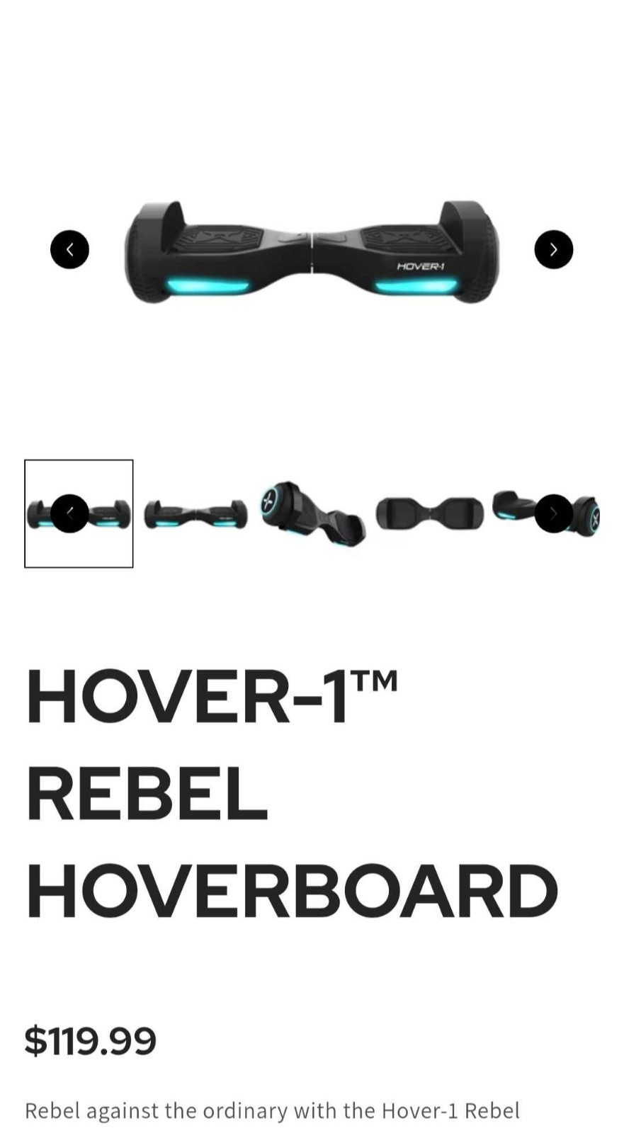 Rebel Hoverboard – Black – Still In Box Never Opened *Sold Out Online*