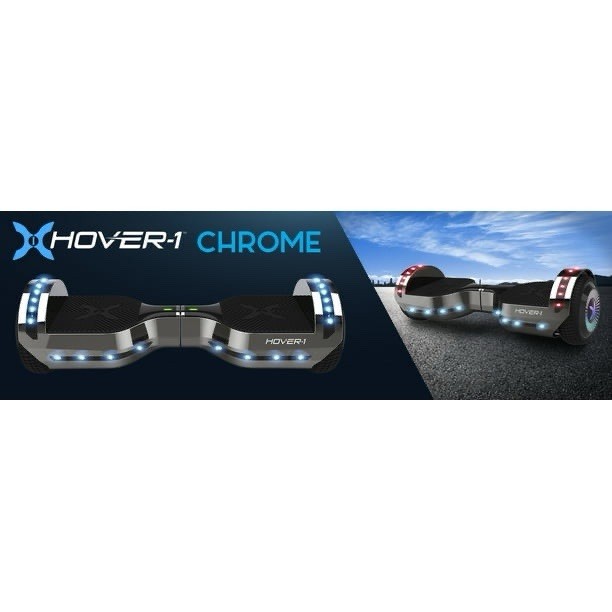 Hover-1 Chrome Hoverboard w/ Bluetooth Speaker & LED Lights Black Chrome