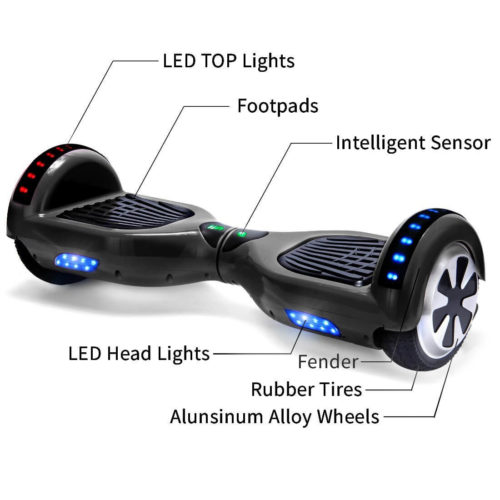 Longtime 6.5 Chrome Metallic Hoverboard Self Balancing Scooter with Speaker LED Lights Flashing Wheels 