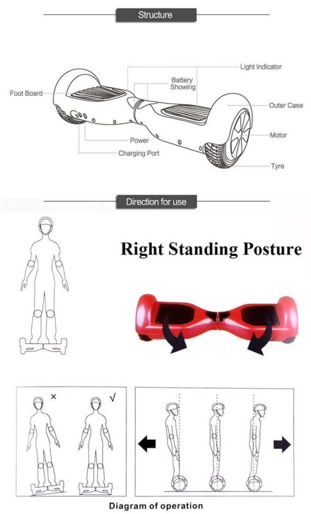 Hoverboard, Self Balancing Scooter 6.5 Inch Size Black Tiger